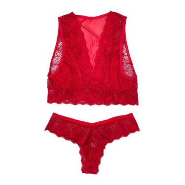 Imagem de Conjunto de Sutiã Sem Bojo e Calcinha Renda Feminino Sexy Lingerie Sen