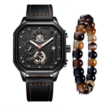 Imagem de Relógio Masculino Luxo Casual Cronógrafo Mais Pulseira - POEDAGAR
