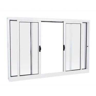Imagem de Janela de Correr em Aço 100 x 100 x 14 cm 4 Folhas Branco Prática MMac