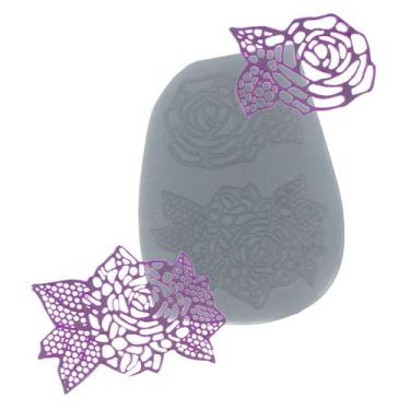 Imagem de Molde De Silicone 775 - Rendas Mini Rosa & Florais Mini - Flexarte