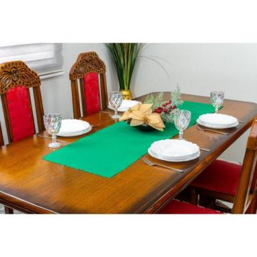 Imagem de Kit 2 Caminhos de Mesa Natalino Decorativo Estampado e Liso 1,40m X 40