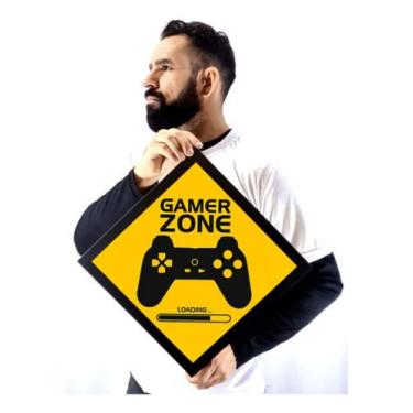 Imagem de Quadro Arte Gamer Zone Tipo Placa Moldura Decoração Quarto - Fanarte