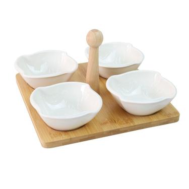 Imagem de Petisqueira Com Tábua De Madeira Com 05 Peças
