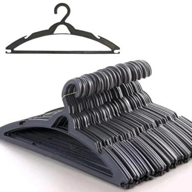 Imagem de Cabide Adulto Preto kit 50 Cabides para Organizar Roupas- Aleplas