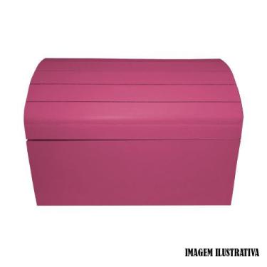 Imagem de Baú Ripado Tamanho M 23cm Mdf Madeira Pintado - ATACADÃO DO ARTESANATO