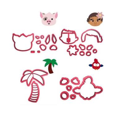 Imagem de Kit 4 Cortadores Moana Porco Hey Hey Coqueiro - DOCE IMPRESSO, 4,5cm