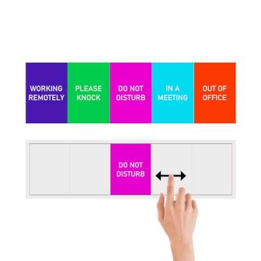 Imagem de Placa de porta de escritório, 5 opções, não perturbe, por favor, bata, em uma reunião, fora do escritório, placa deslizante para trabalhar remotamente, placa magnética para escritório, sala de