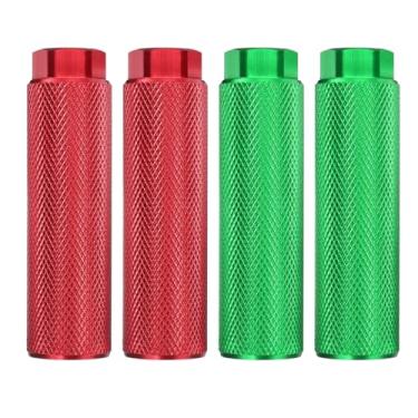 Imagem de HARFINGTON 2 pares de pinos de bicicleta de liga de alumínio para acrobacias traseiras antiderrapantes suportes de assento traseiro servem para eixos de 9,5 mm para mountain bike, vermelho e verde