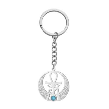 Imagem de EUEAVAN Colar Ankh Cruz Olho de Hórus Pedra Preciosa Chave da Vida Pingente Escaravelho Deusa Egípcia Isis Colar Antigo Amuleto de Proteção Egípcia Joias Religiosas para Mulheres e Homens, Aço