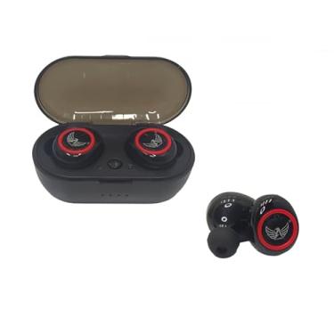 Imagem de Fones de Ouvido Intra Auriculares Bluetooth com Estojo de Carregamento, Conexão 5.0 (Vermelho com Case Preta)