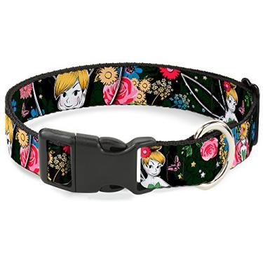Imagem de Buckle-Down Coleira com clipe de plástico – Poses Tinker Bell/Colagem floral para dormir – 1,27 cm de largura – Serve para pescoço de 15,28 cm – Pequena