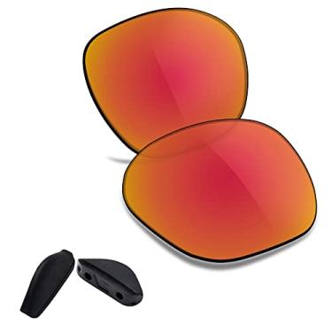 Imagem de TRUSHELL 20+ Opções Protetor de Nariz/Lente de Substituição para OAKLEY Overtime OO9167 Óculos de sol, Black Nose Pad + Fire Red - Polarized, Overtime