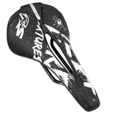 Imagem de MEGHNA Selim de bicicleta para substituição de bicicleta de estrada, assento de bicicleta, vazado, respirável, padrão de grafite, estilo urbano, assento confortável para bicicleta Raod, mountain bike,