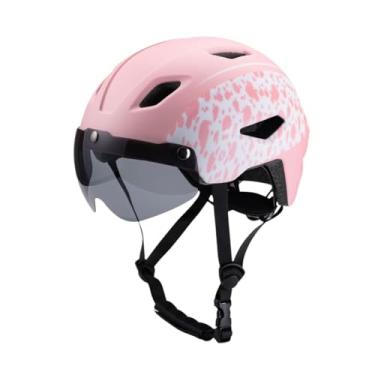 Imagem de menolana Capacete de bicicleta infantil para crianças com pára-brisas, equipamento respirável, chapéu ajustável, capacete de bicicleta para atividades ao ar, Rosa