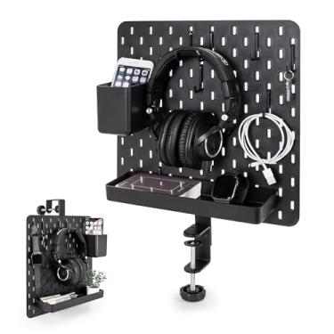 Imagem de EHO Quadro de mesa de fixação, placa de organização, kit organizador de parede com combinação de placa de pegboard, organizador de placa de pino para escritório em casa, cozinha, organização de artesanato, placa de exibição tamanho 34,3 cm x 35,5 cm