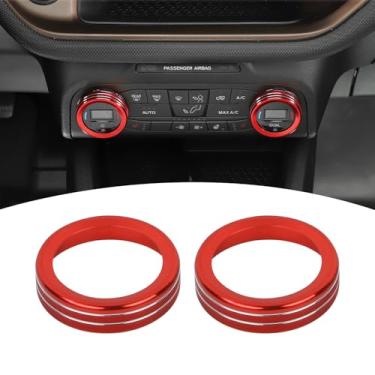 Imagem de PDKLIN Para Bronco Sport AC Switch Knob Cover Trim Ring Compatível com Ford Bronco Sport 2021 2022 2023 Vermelho Acessórios Interiores 2 peças