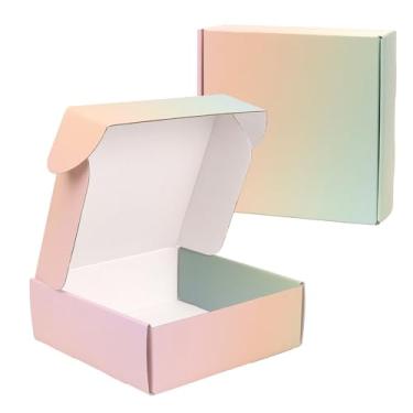 Imagem de OUGEBOX Pacote com 30 Caixas Pequenas de Remessa 6X6X2, Caixas de Papelão Coloridas para Embalagem de Pequenas Empresas, Caixas de Correio para Embalagem de Remessa