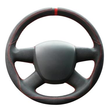 Imagem de MEWANT Capa de volante costurada para Audi A3 (8P) Sportback A4 (B8) A4 (B7) A6 (C6) 4 raios/sem botão multifuncional/acessórios para volantes para Audi A3 A4 A6