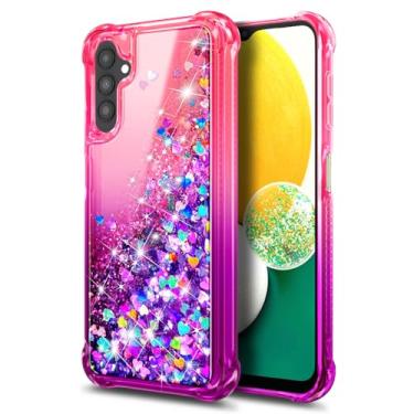 Imagem de YZB Capa projetada para Samsung Galaxy A13 5G, [areia movediça gradiente] Glitter, brilhante, líquido, macio, TPU (poliuretano termoplástico) macio, à prova de choque, capa fofa para mulheres e