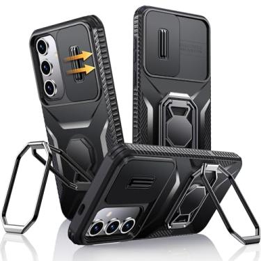 Imagem de XYZ Capa para Samsung Galaxy S24 FE com suporte, capa de telefone com capa deslizante para câmera, [suporte de anel duplo dobrável] [grau militar] capa protetora à prova de choque para Samsung S24 FE