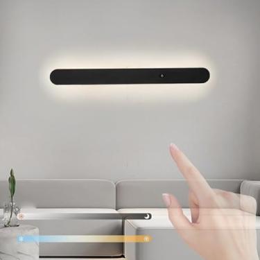 Imagem de Luminária de parede LED com controle de toque, regulável, tira longa, com interruptor, moderna, simples, de alumínio, para decoração de cabeceira interna, luz de fundo, luminária linear, par