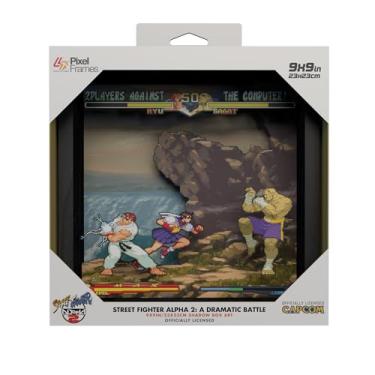 Imagem de Level Up Labs Pixel Frames: Street Fighter Alpha 2: A Dramatic Battle- Caixa de Sombra 3D-Decoração Emoldurada para Parede, Casa, Prateleira, Arte de Pôster de Jogo Colecionáveis, Decoração de Quarto