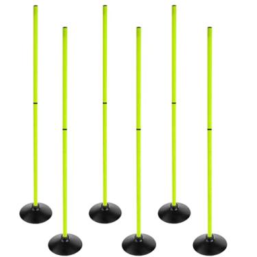 Imagem de ASENVER Conjunto de bastões de agilidade de futebol verde fluorescente destacáveis para treinamento esportivo mastro slalom com base de borracha equipamento de traning esportivo (pacote com 1,5 m)