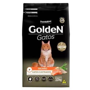 Imagem de Ração Golden Para Gatos Adultos Castrados Sabor Salmão 3kg - PREMIER P