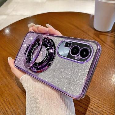 Imagem de Capa de suporte magnético com glitter para OPPO Reno 10 11 9 8 7 Pro Plus 4G 5G, capa traseira, roxa, para Reno 8 4G