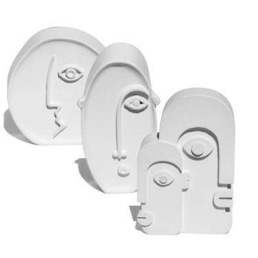 Imagem de Kit 3 Estátuas Decorativas Nórdicas 10 cm em Cimento Artesanal (Branco)