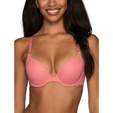 Imagem de Vanity Fair Sutiã push-up feminino Ego Boost, adiciona até um tamanho de bojo completo, sutiãs push up com aro para mulheres, Padrão rosa retrato, 32A