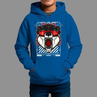 Imagem de Moletom Canguru Infanto Juvenil Algodão Casual Moda De Rua Inverno Blu