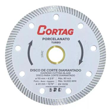 Imagem de Disco diamantado porcelanato cerâmica cortag turbo 110x20mm