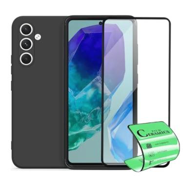 Imagem de Kit Película Premium 9D Cerâmica e Capa Capinha VELUDO preta Compatível Com Samsung Galaxy M55