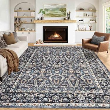 Imagem de Sirmupea Tapete lavável de 22 x 30,5 cm, tapetes vintage persas e dobráveis, ultrafinos para quarto, sala de jantar, escritório em casa, adequado para animais de estimação e crianças, pelo baixo, sem