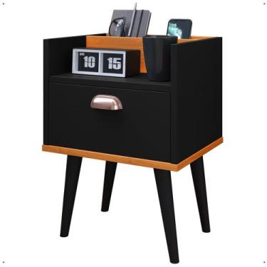 Imagem de Mesa de Cabeceira Milena Cinza com Gaveta e Compartimento para Celular