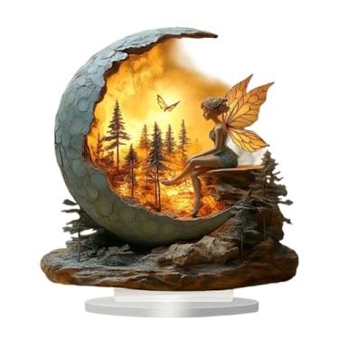 Imagem de Ioensy 2d Butterfly Fairy Decor Decor Elf Decor de arte com base, Ornamento de mesa central de mesa exclusivo para festa, lareira