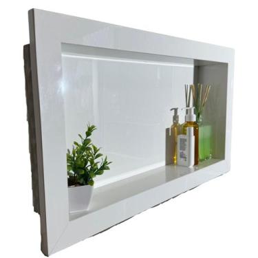 Imagem de Nicho Branco em Porcelanato 65x35x10cm Borda Dupla - L&S Casa e Design