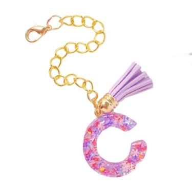 Imagem de HAPPYLIVE SHOPPING Acessórios de letras para copo Stanley, corrente de garrafa de água com letra, 1 peça de chaveiro fofo com pingente com borla para Stanley Tumbler para mulheres, Resina epóxi