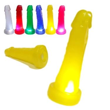 Imagem de Pênis Realístico Flasher De Led Pisca-Pisca Diversão Sensual Prazer Divertido Vida Sexual Quente [AMARELO]