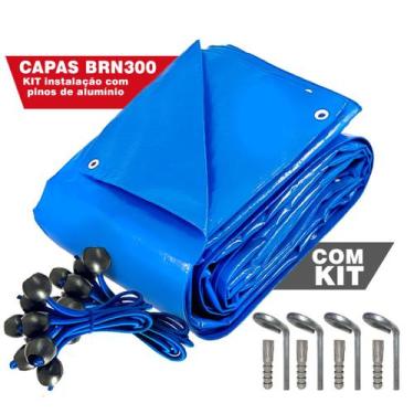 Imagem de Capa De Piscina Lona Resistente Para Proteção 8x4m + Kit Instalação - 