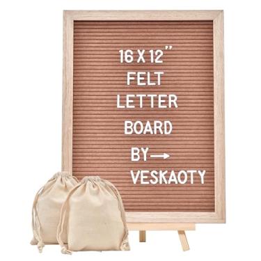 Imagem de Quadro de cartas de feltro com 402 letras, números e símbolos - Quadro de mensagens grande de 30,5 x 40,6 cm com gancho de suporte de parede de moldura de madeira, 2 bolsas de lona, suporte de madeira