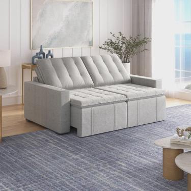 Imagem de Sofá Cama Retrátil Palmeira 3 Lugares 200cm em Linho CabeCasa MadeiraMadeira