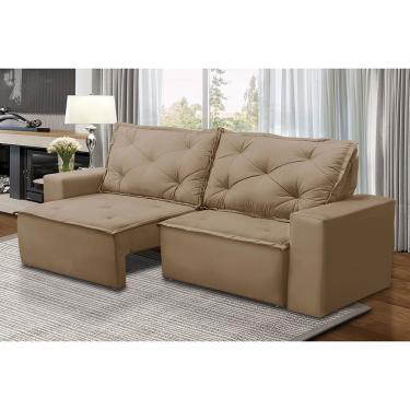 Imagem de Sofá Retrátil e Reclinável 3 lugares com Molas 1,50m Alana Suede Capuccino Madelina