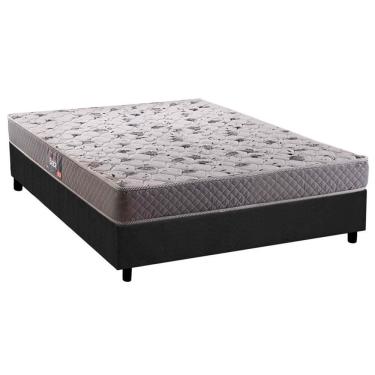Imagem de Cama Box Casal: Colchão Espuma Herval D28/EP Black + Base crc Suede Cinza(138x188)