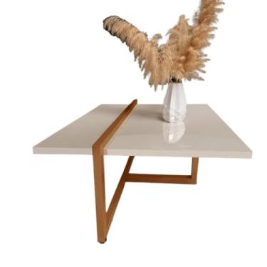 Imagem de Mesa Centro Estilo Industrial Decorativa Moderna(Off White/Bronze)