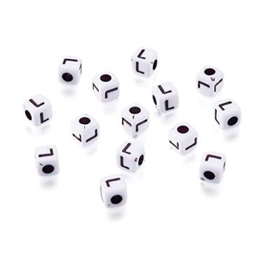 Imagem de 240 peças opacas acrílico letra L cubo contas de plástico branco alfabeto espaçador solto contas quadradas 4-5 mm para diy nome pulseira colar joias artesanato fazer orifício: 1,8 mm
