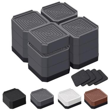 Imagem de ANNKUT Elevadores de móveis de cama resistentes, blocos de suporte retangulares ajustáveis para camas, mesas, sofás, cadeiras, elevadores para 1,5, 7 ou 10,9 cm, suporta até 1,814 kg (cinza)