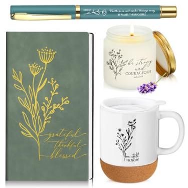 Imagem de Hushee 4 peças presentes cristãos para mulheres, caneca de café, vela perfumada, diário, caneta esferográfica, presentes religiosos inspiradores para mãe, pastor, esposa, madrinha, professora de