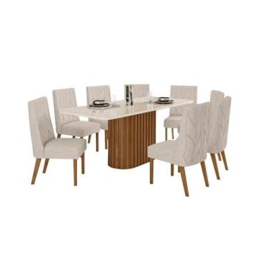 Imagem de Mesa Jantar Solana 200 8 Cadeiras Eloa Linho - Henn